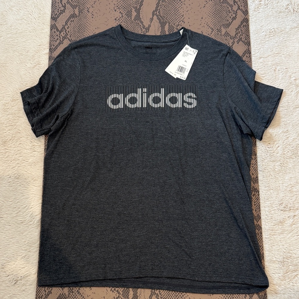 adidas Charcoal Heather Logo Short-Sleeve Tee